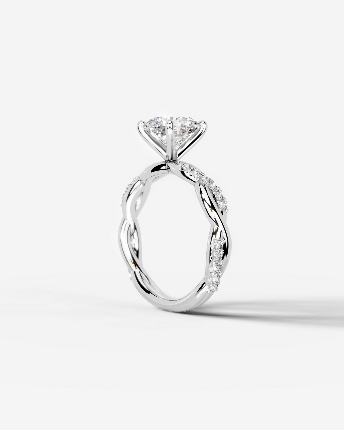 2 Carat Lab Grown Round Cut Diamond Twist Engagement Ring
