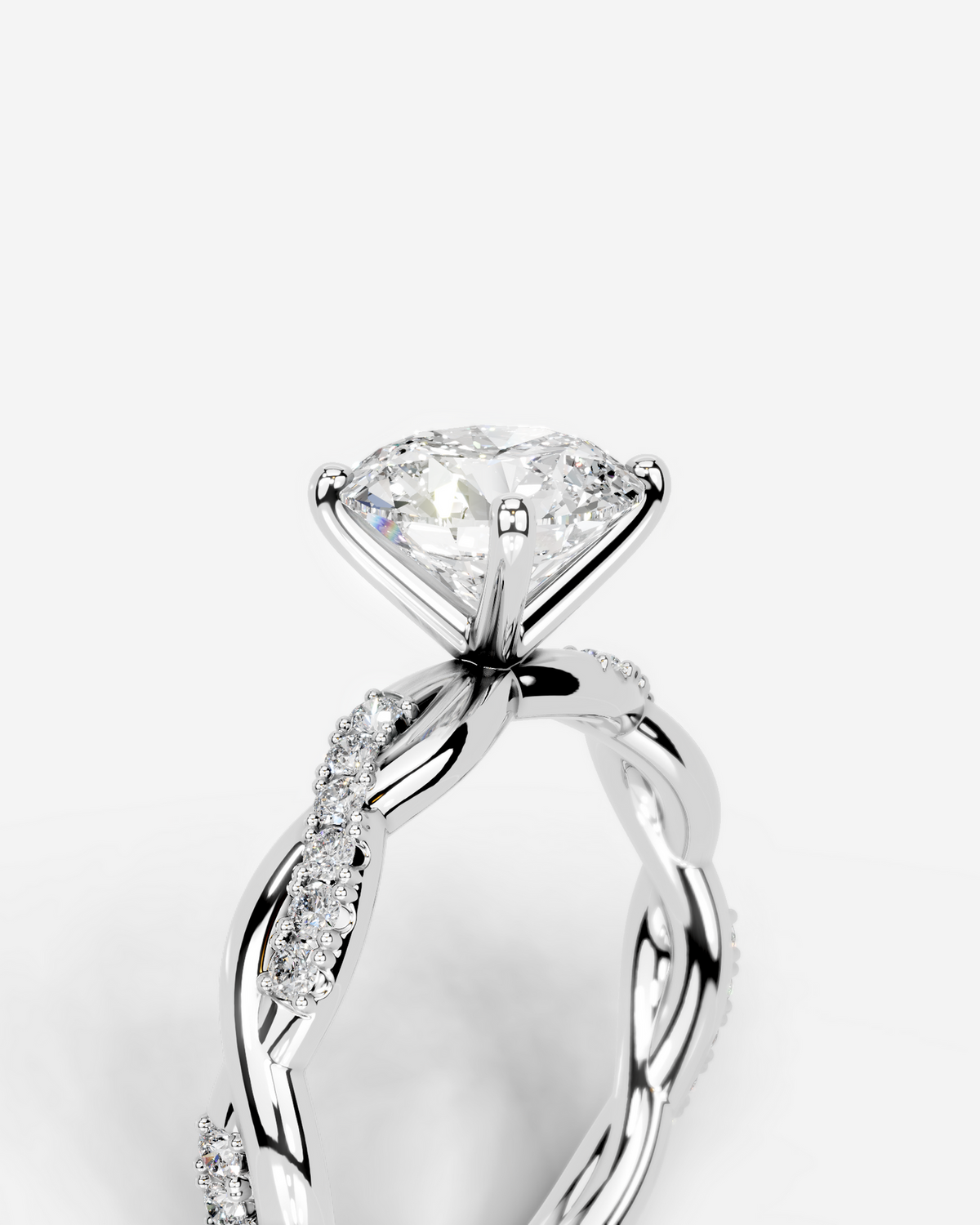 2 Carat Lab Grown Round Cut Diamond Twist Engagement Ring
