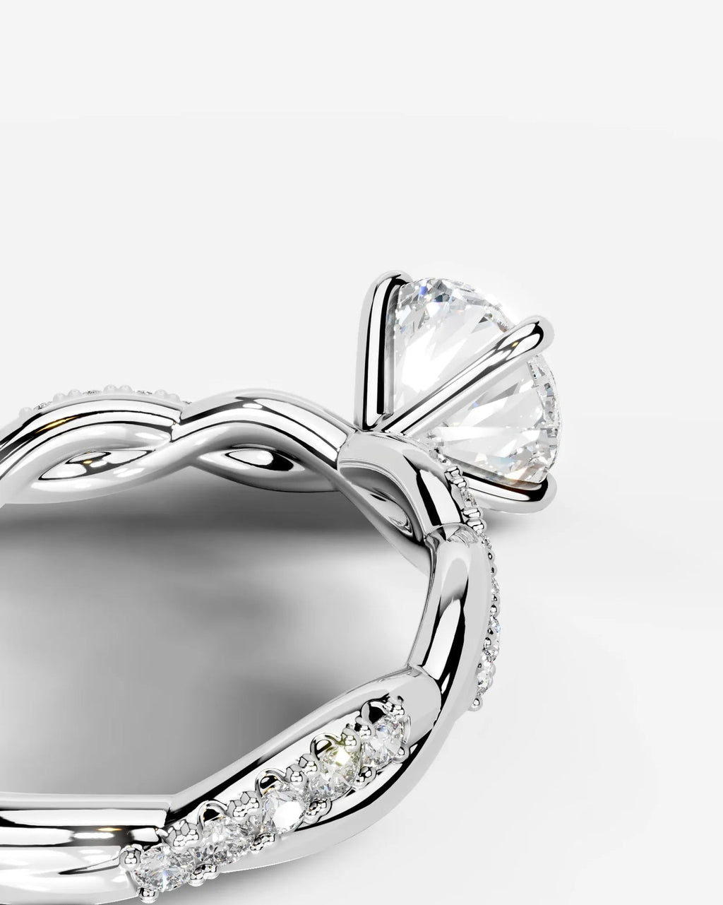 2 Carat Lab Grown Round Cut Diamond Twist Engagement Ring