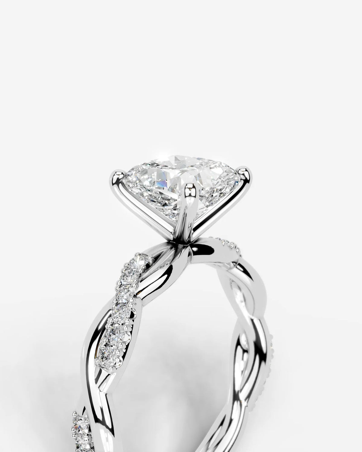 2 Carat Lab Grown Princess Cut Diamond Twist Engagement Ring