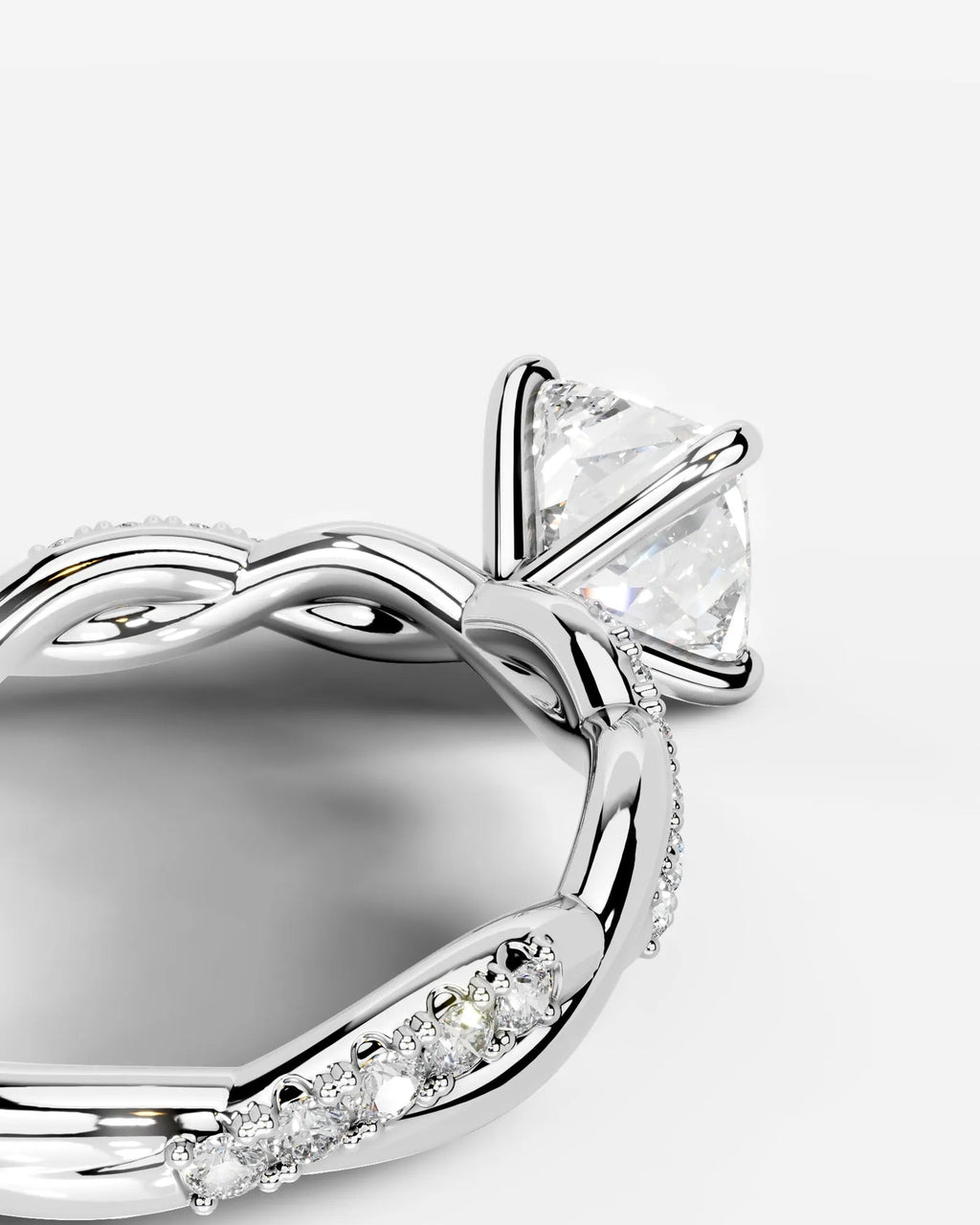 2 Carat Lab Grown Princess Cut Diamond Twist Engagement Ring