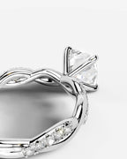 2 Carat Lab Grown Princess Cut Diamond Twist Engagement Ring