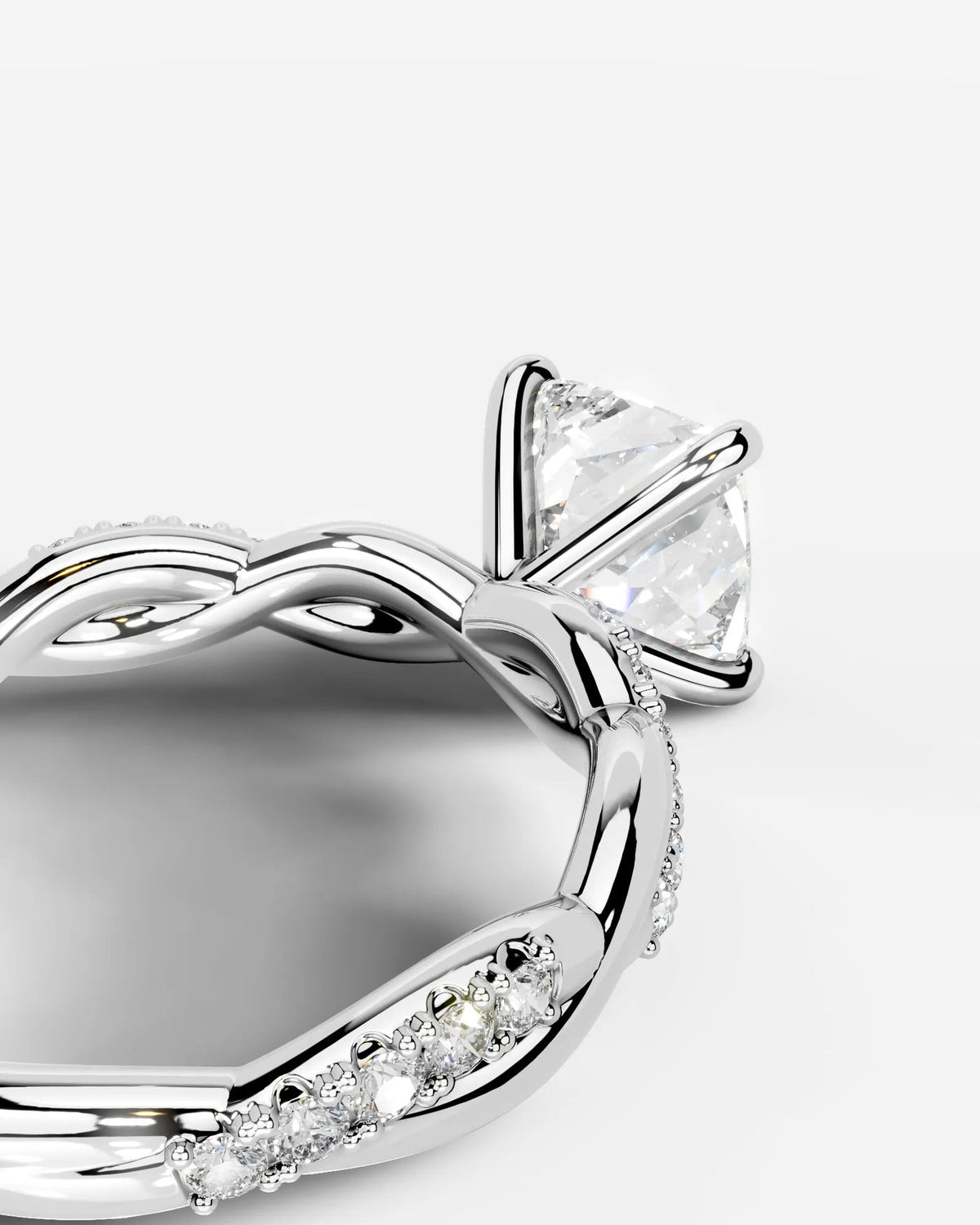 2 Carat Lab Grown Princess Cut Diamond Twist Engagement Ring