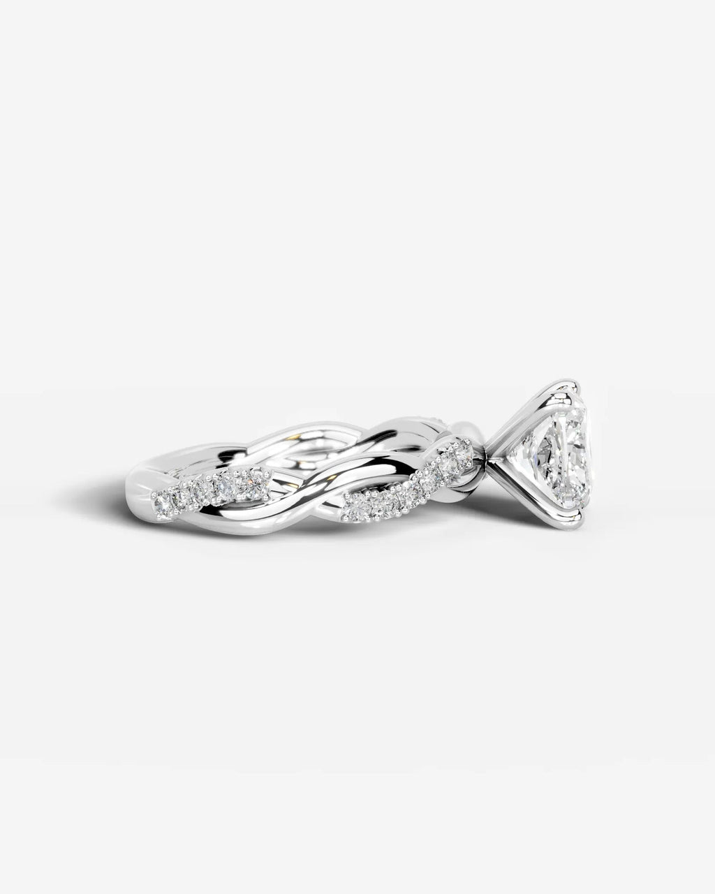 2 Carat Lab Grown Princess Cut Diamond Twist Engagement Ring