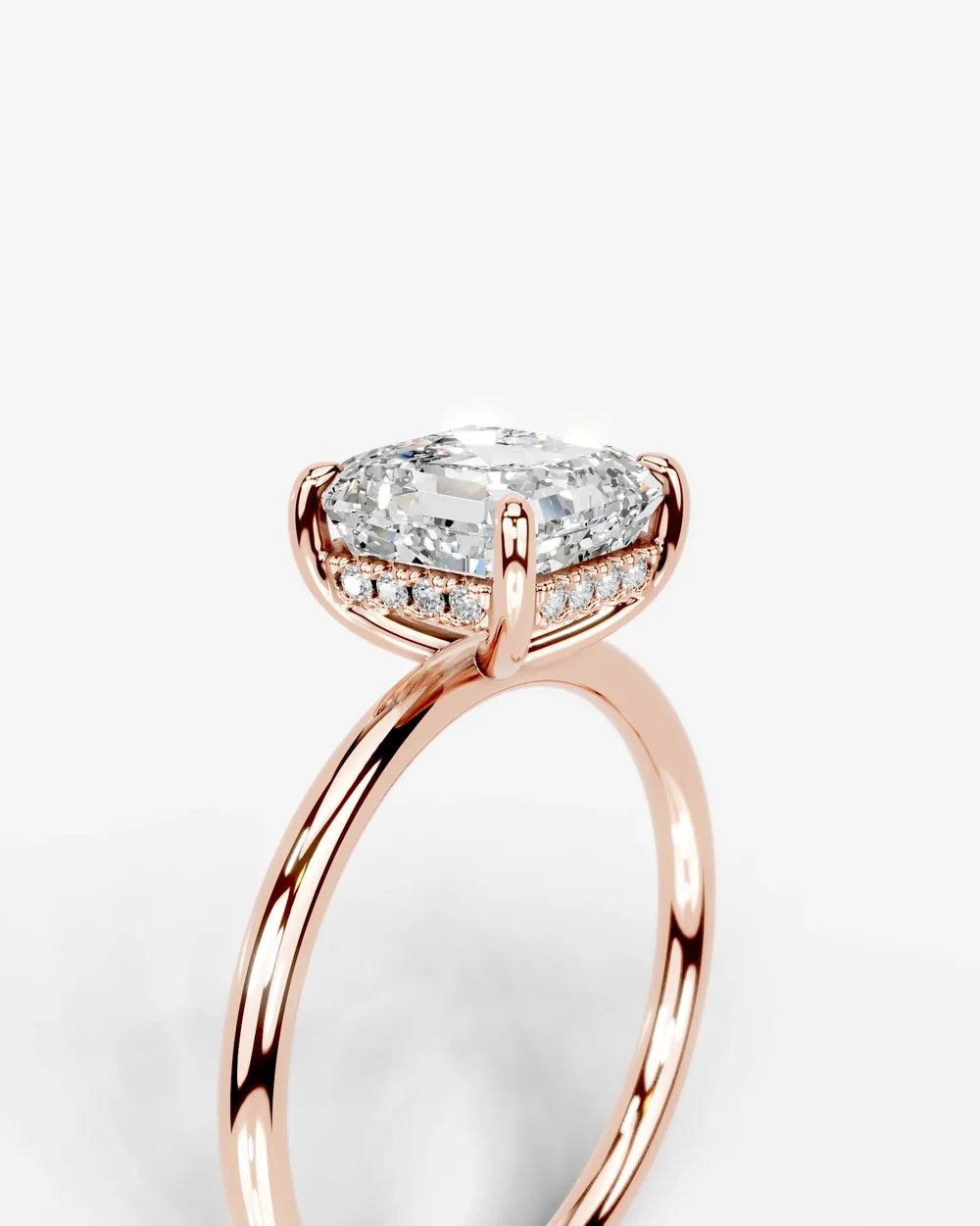 2 Carat Lab Grown Asscher Cut Diamond Pavé Basket Ring