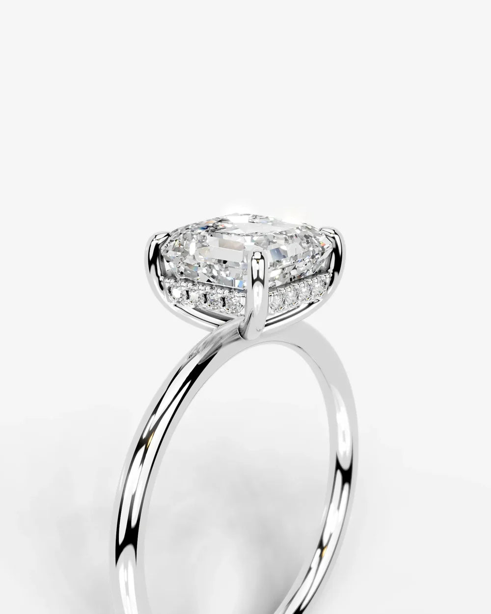 2 Carat Lab Grown Asscher Cut Diamond Pavé Basket Ring