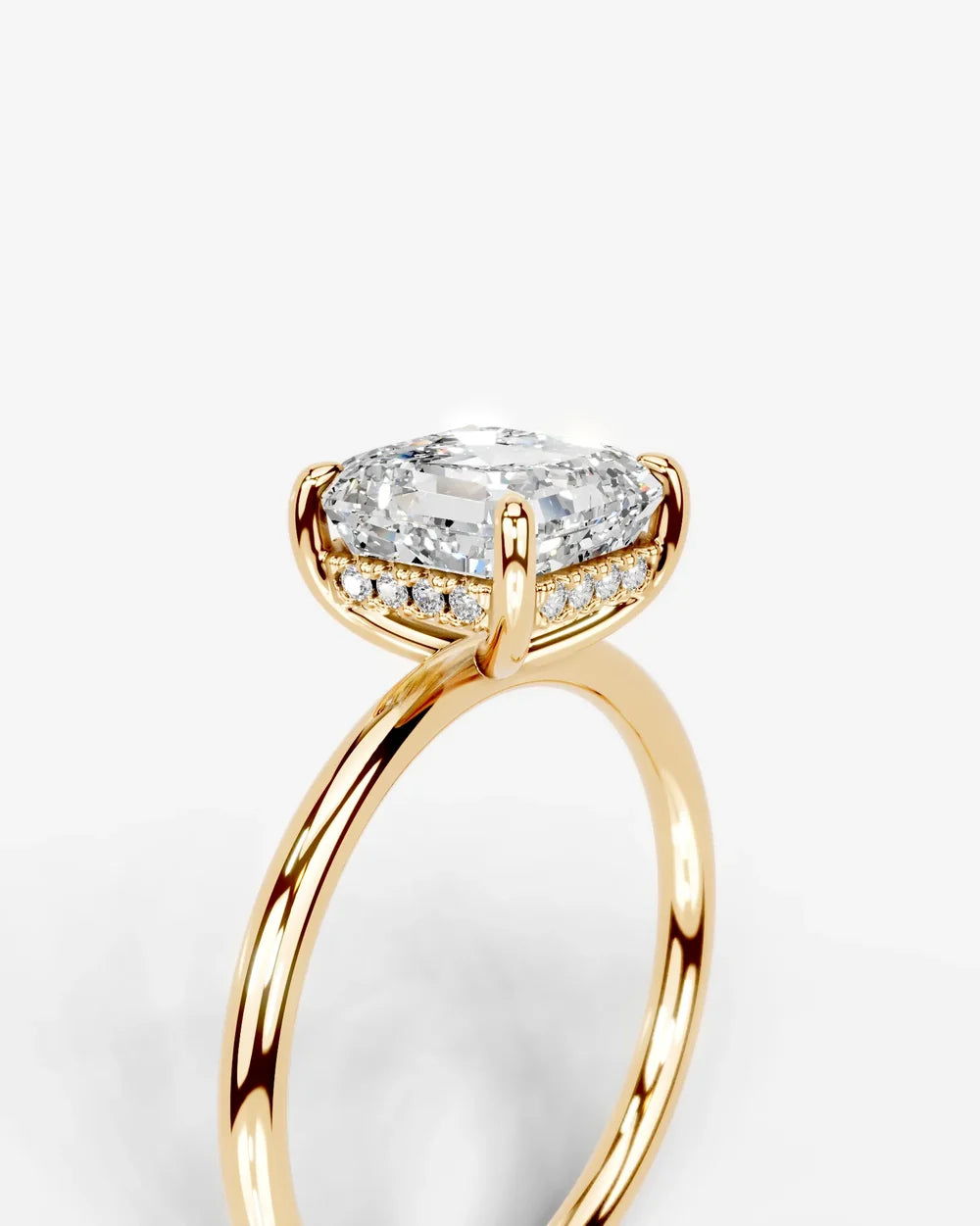 2 Carat Lab Grown Asscher Cut Diamond Pavé Basket Ring