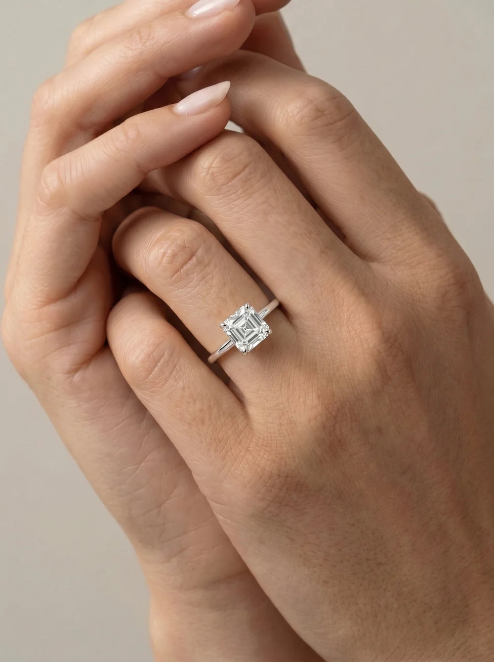 2 Carat Lab Grown Asscher Cut Diamond Pavé Basket Ring