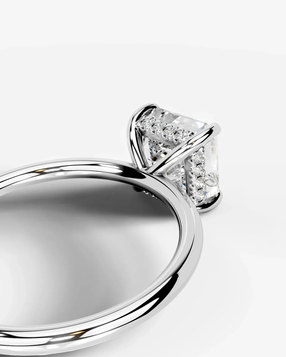 2 Carat Lab Grown Asscher Cut Diamond Pavé Basket Ring