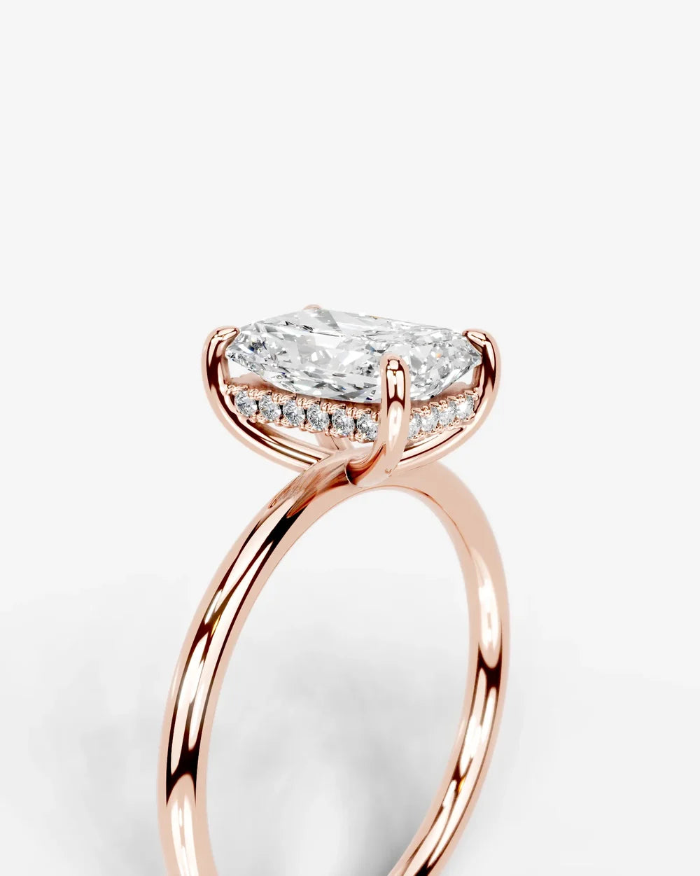 2 Carat Lab Grown Radiant Cut Diamond Pavé Basket Ring