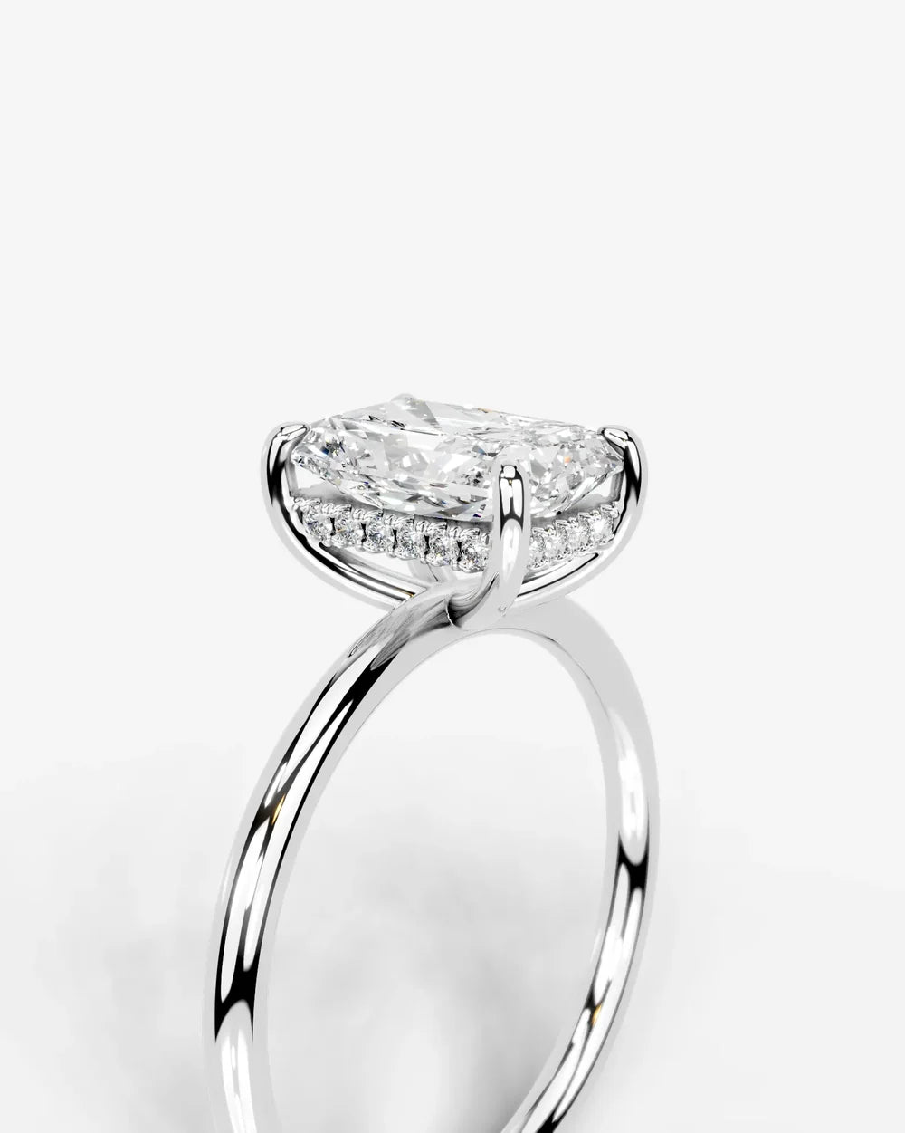 2 Carat Lab Grown Elongated Radiant Diamond Pavé Basket Ring