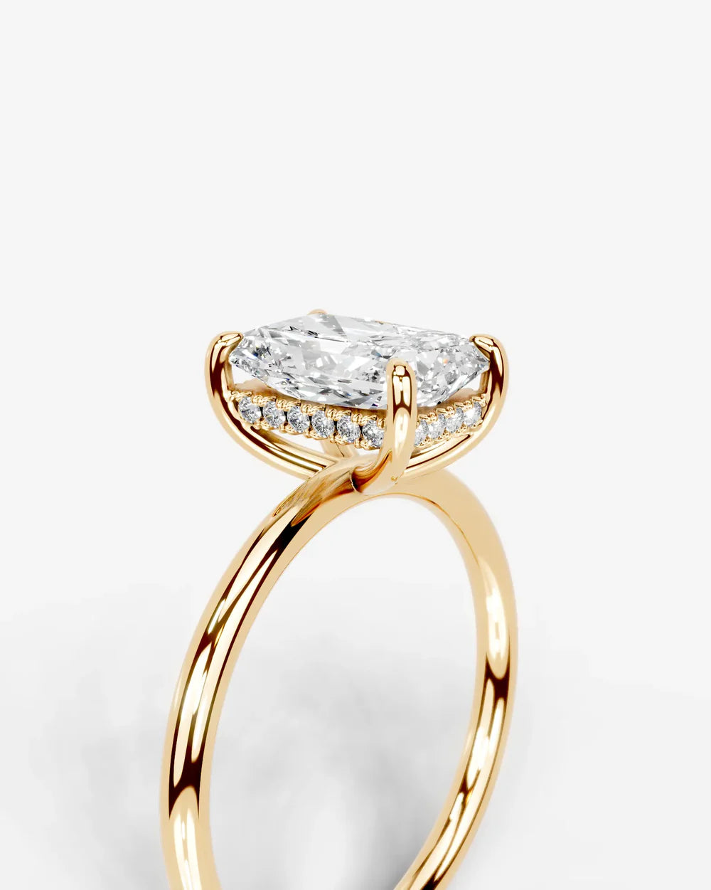 2 Carat Lab Grown Radiant Cut Diamond Pavé Basket Ring