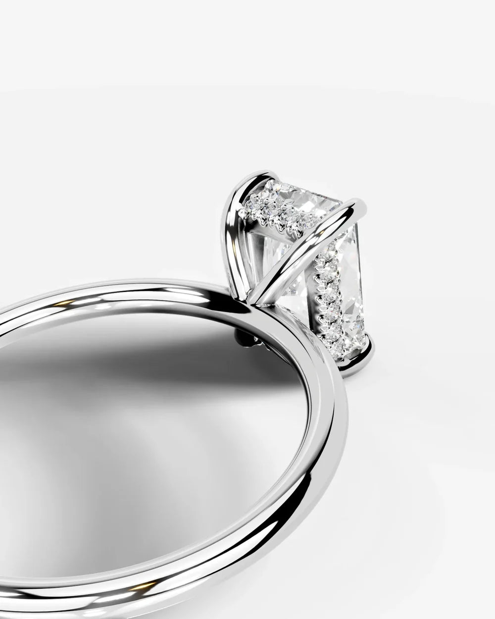 2 Carat Lab Grown Elongated Radiant Diamond Pavé Basket Ring
