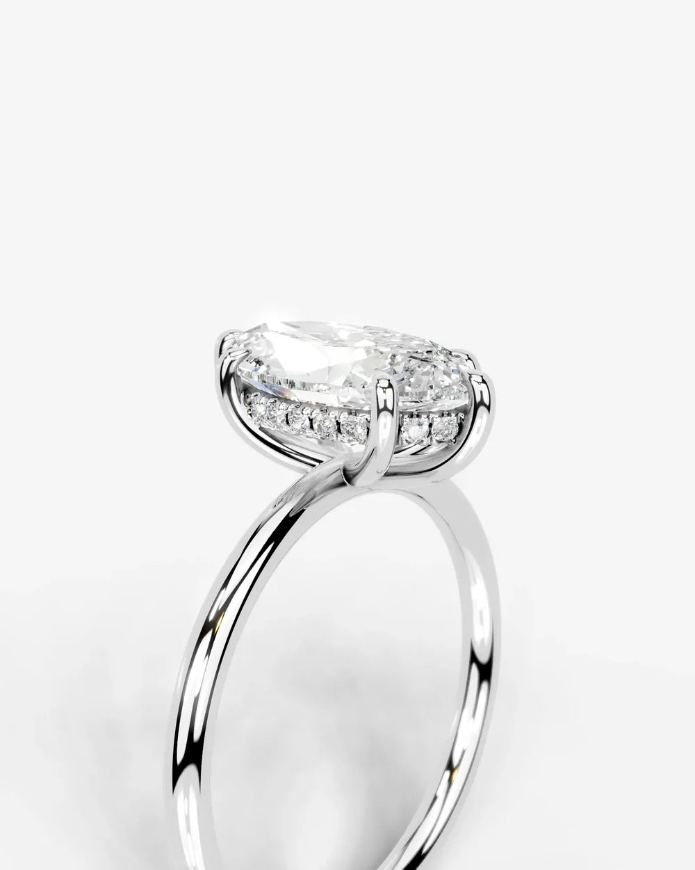 2 Carat Lab Grown Marquise Diamond Pavé Basket Ring