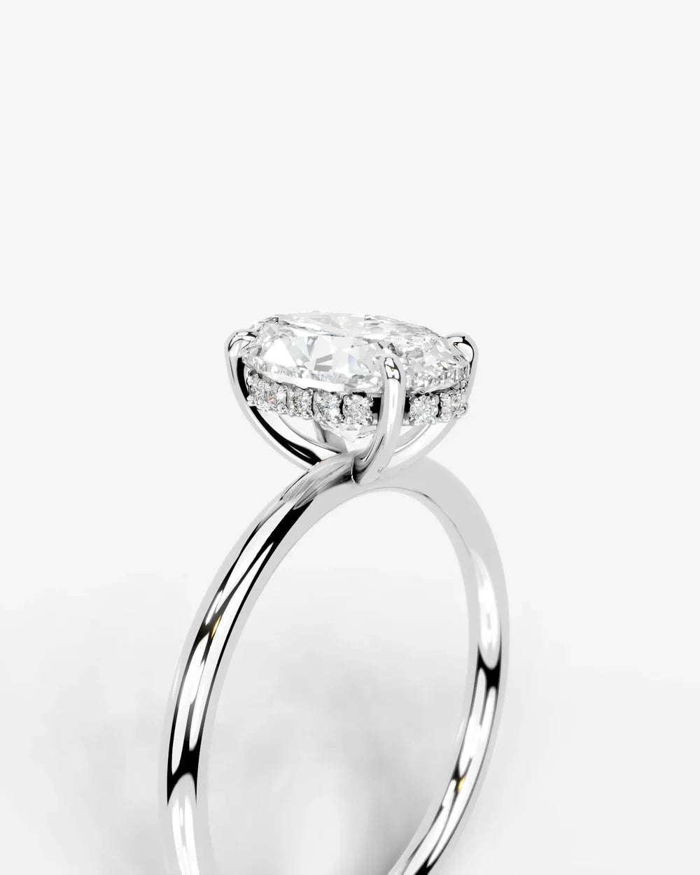 2 Carat Lab Grown Oval Diamond Pavé Basket Ring