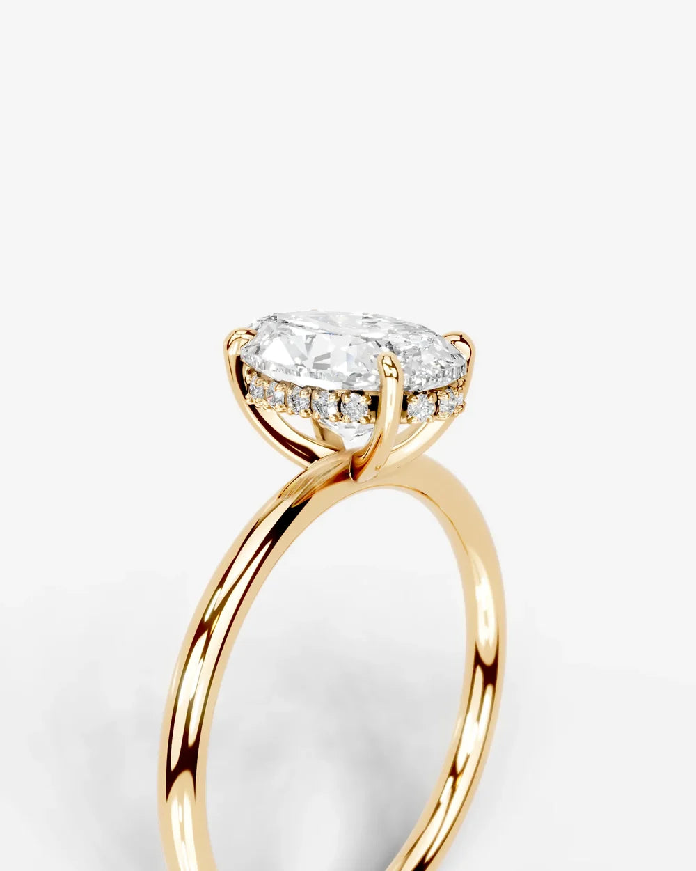 2 Carat Lab Grown Oval Diamond Pavé Basket Ring