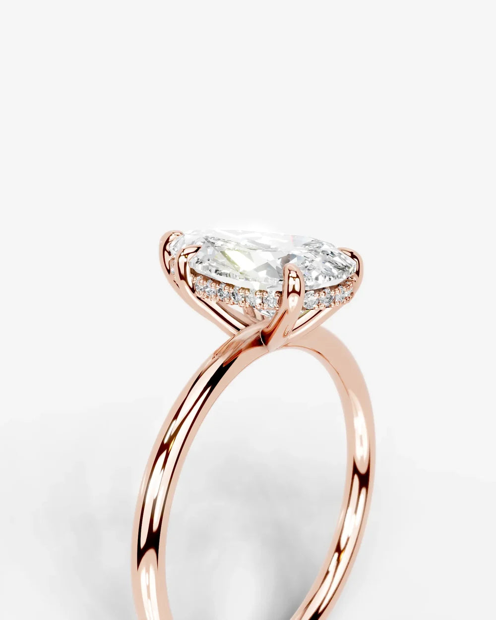 2 Carat Lab Grown Pear Diamond Pavé Basket Ring