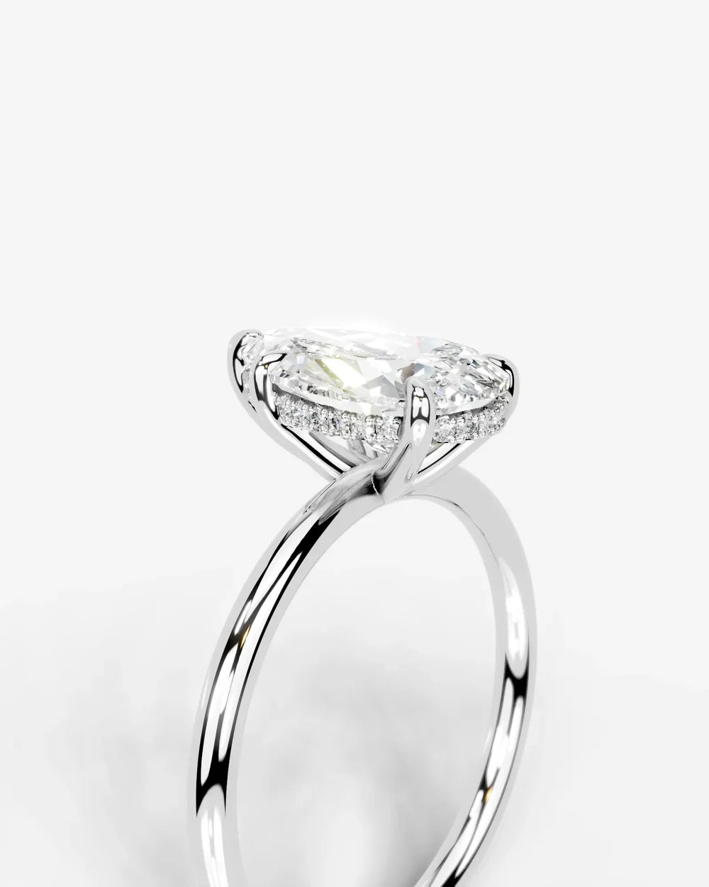 2 Carat Lab Grown Pear Diamond Pavé Basket Ring