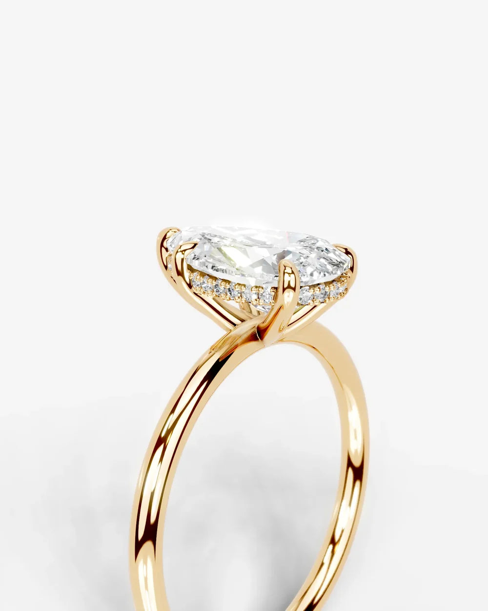2 Carat Lab Grown Pear Diamond Pavé Basket Ring