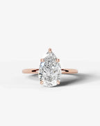 2 Carat Lab Grown Pear Diamond Pavé Basket Ring