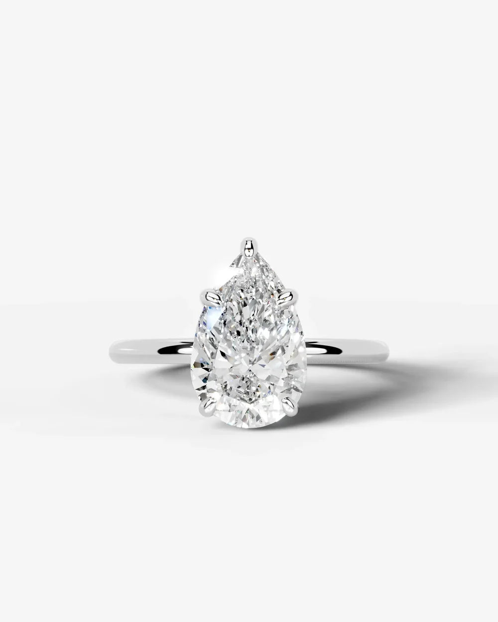 2 Carat Lab Grown Pear Diamond Pavé Basket Ring