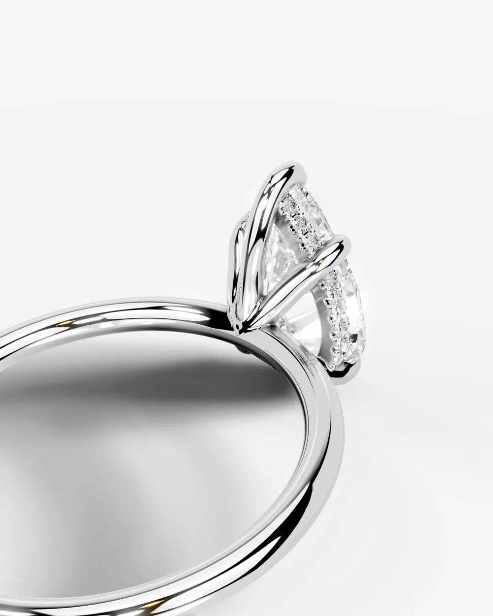 2 Carat Lab Grown Pear Diamond Pavé Basket Ring