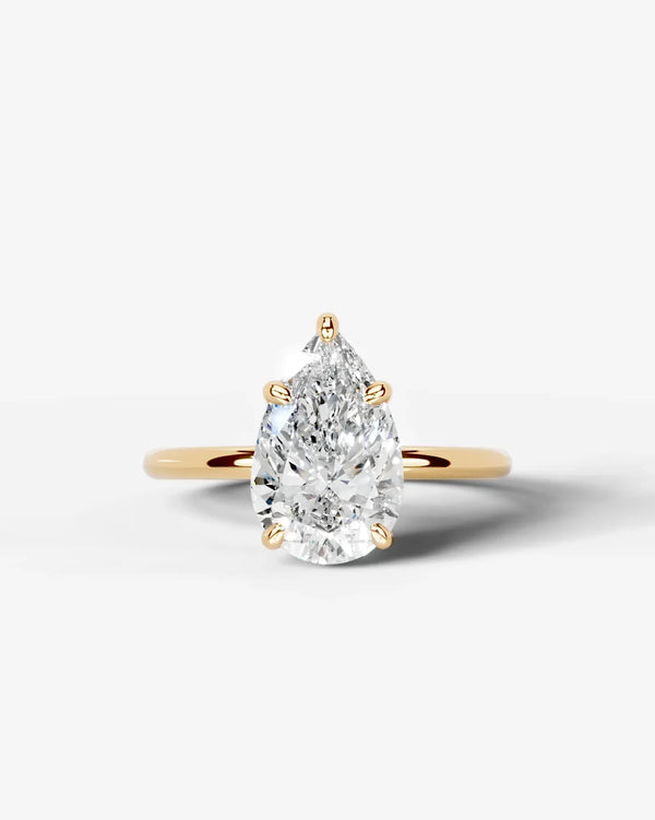 2 Carat Lab Grown Pear Diamond Pavé Basket Ring