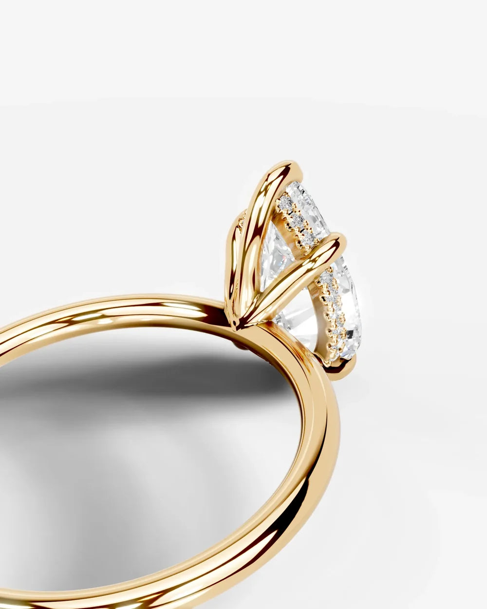 2 Carat Lab Grown Pear Diamond Pavé Basket Ring