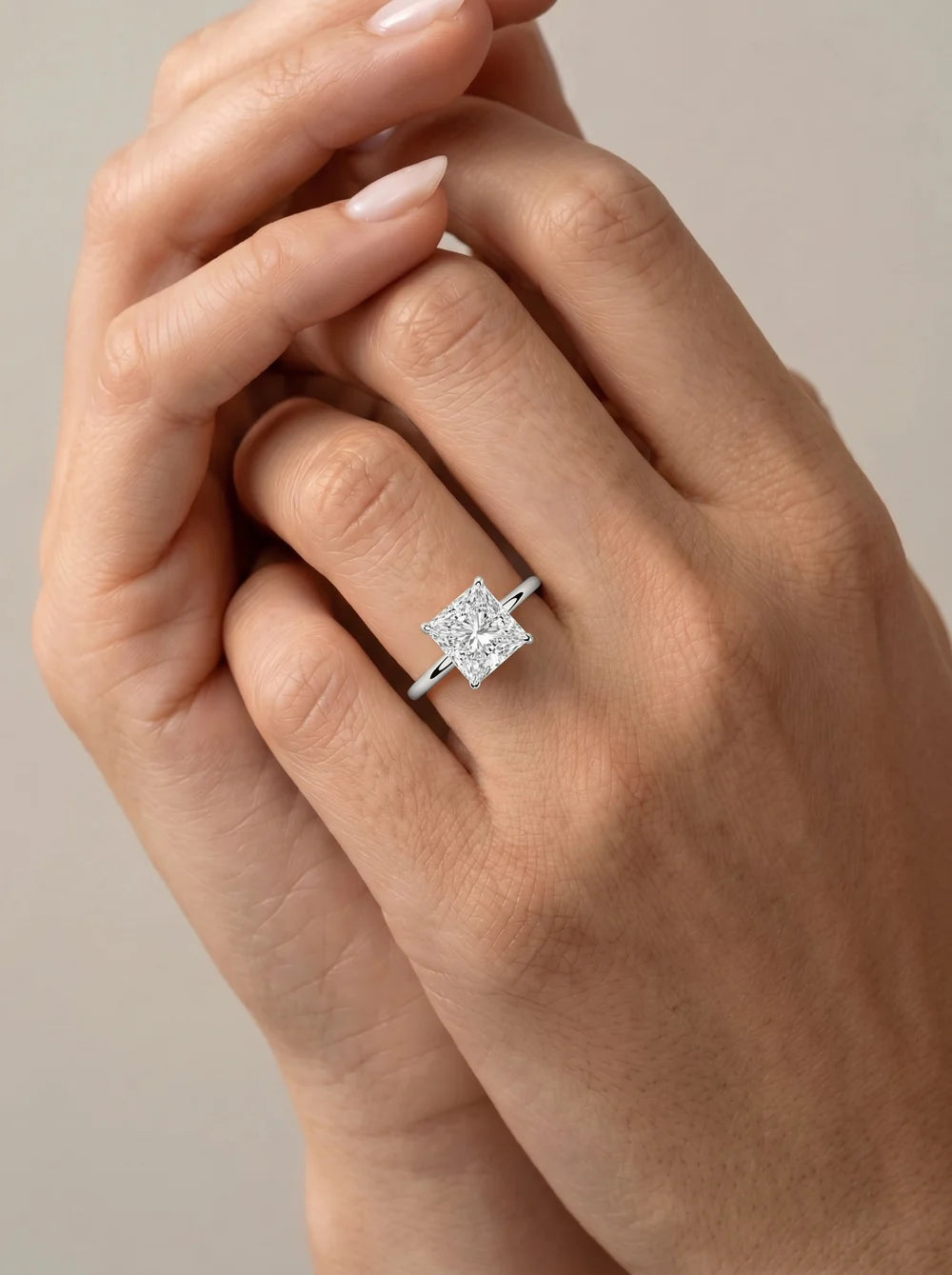 2 Carat Lab Grown Princess Cut Diamond Pavé Basket Ring