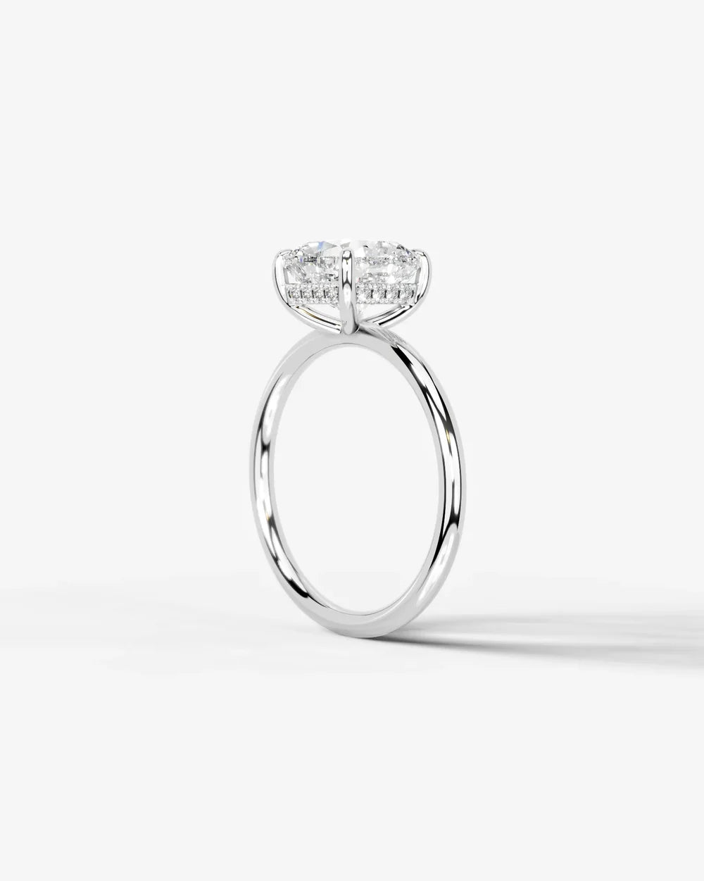 2 Carat Lab Grown Square Cushion Diamond Pavé Basket Ring