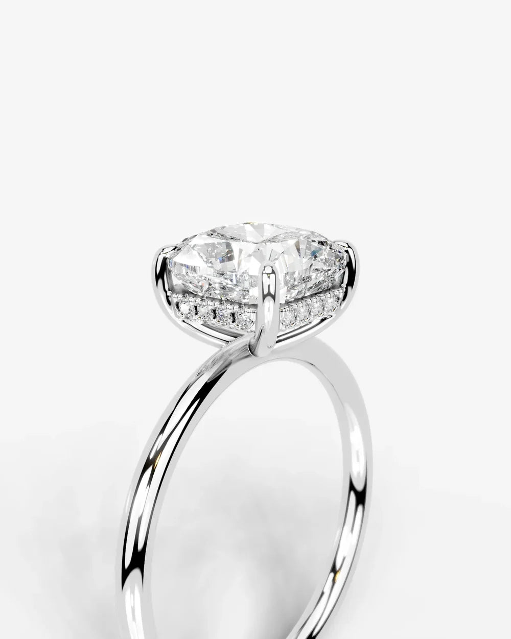 2 Carat Lab Grown Square Cushion Diamond Pavé Basket Ring