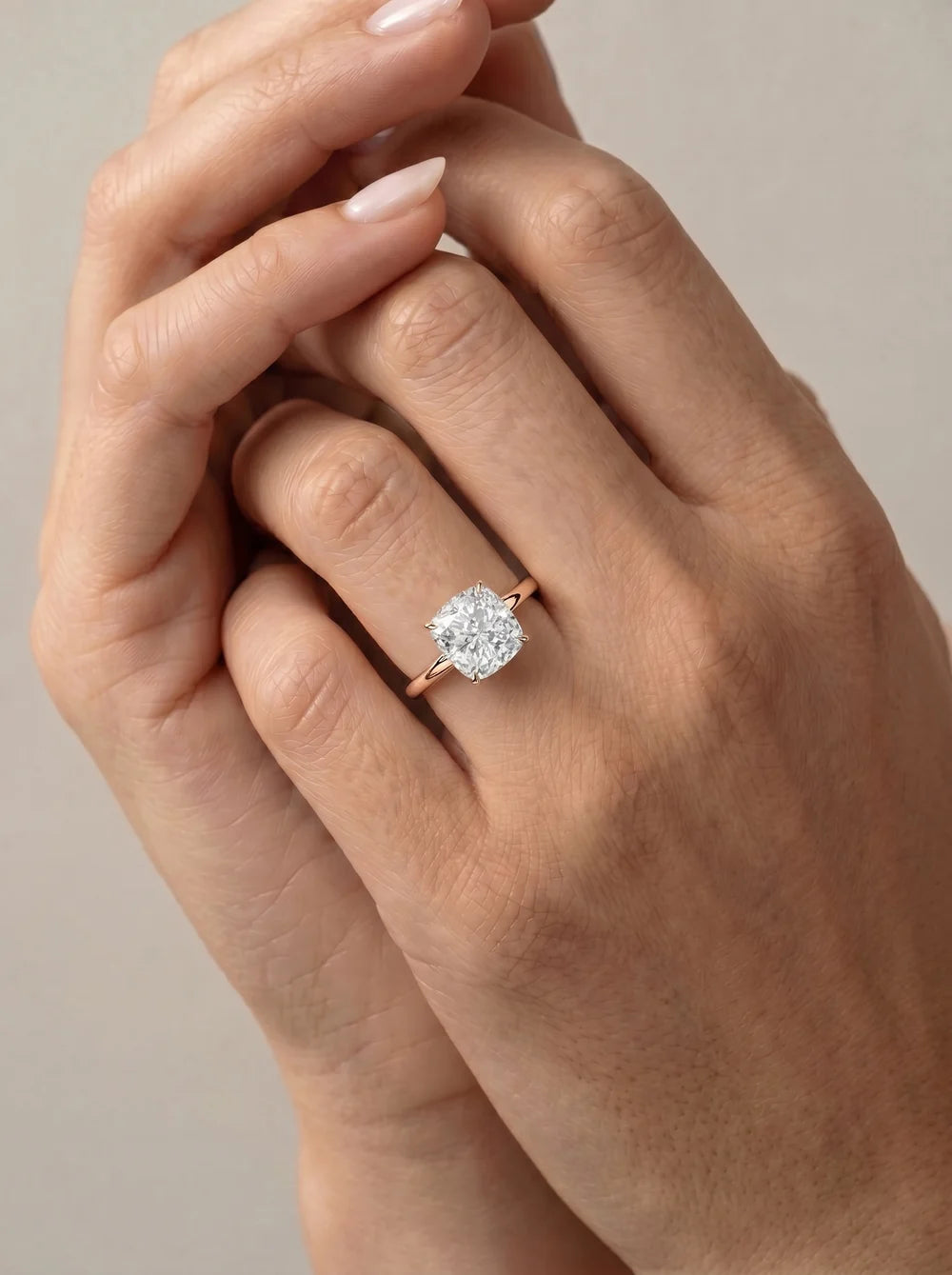 2 Carat Lab Grown Square Cushion Diamond Pavé Basket Ring