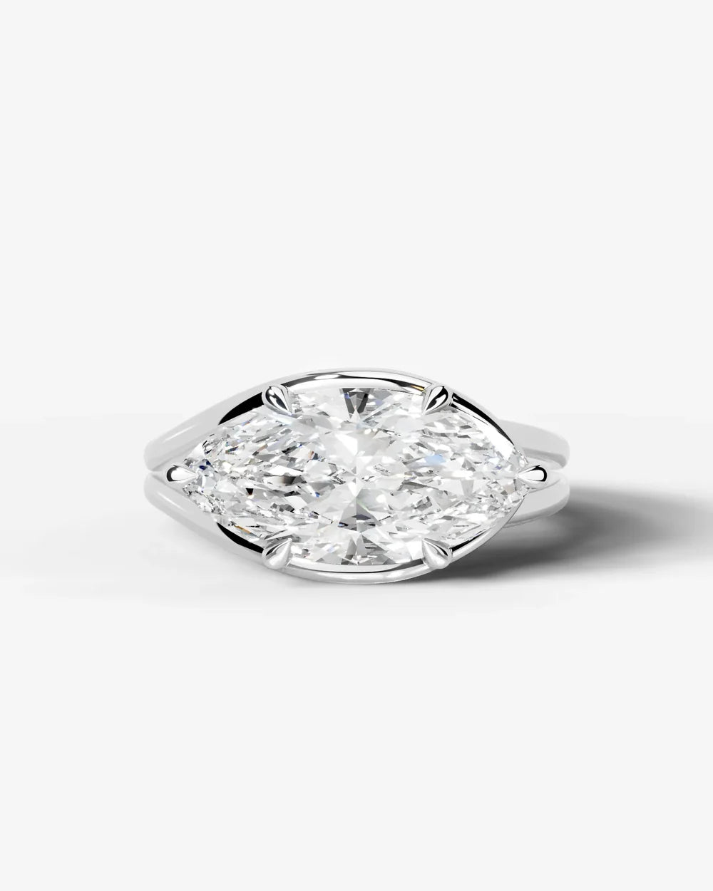 2 Carat Lab Grown Marquise Cut Diamond Bezel Engagement Ring