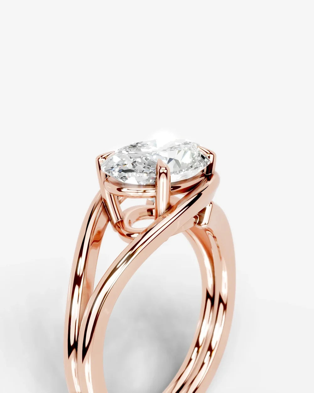 2 Carat Lab Grown Oval Cut Diamond Split Shank Prong Ring