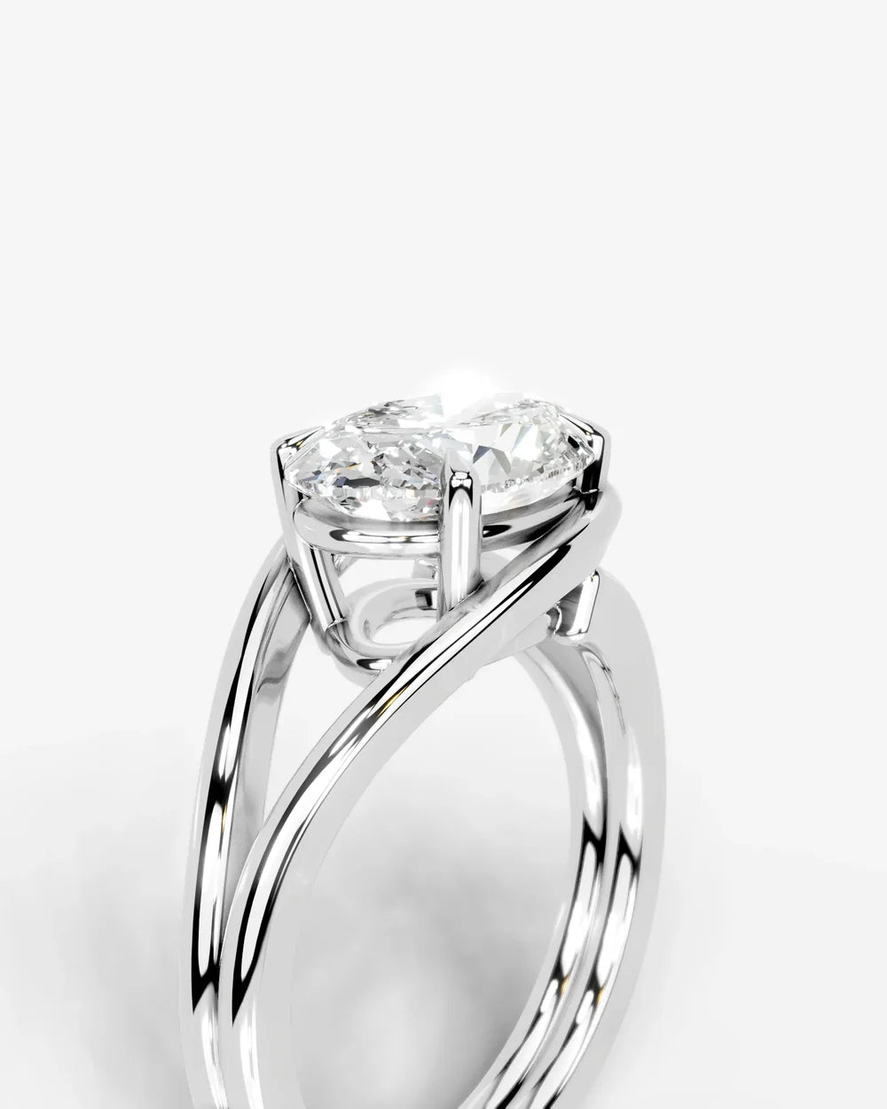 2 Carat Lab Grown Oval Cut Diamond Split Shank Prong Ring