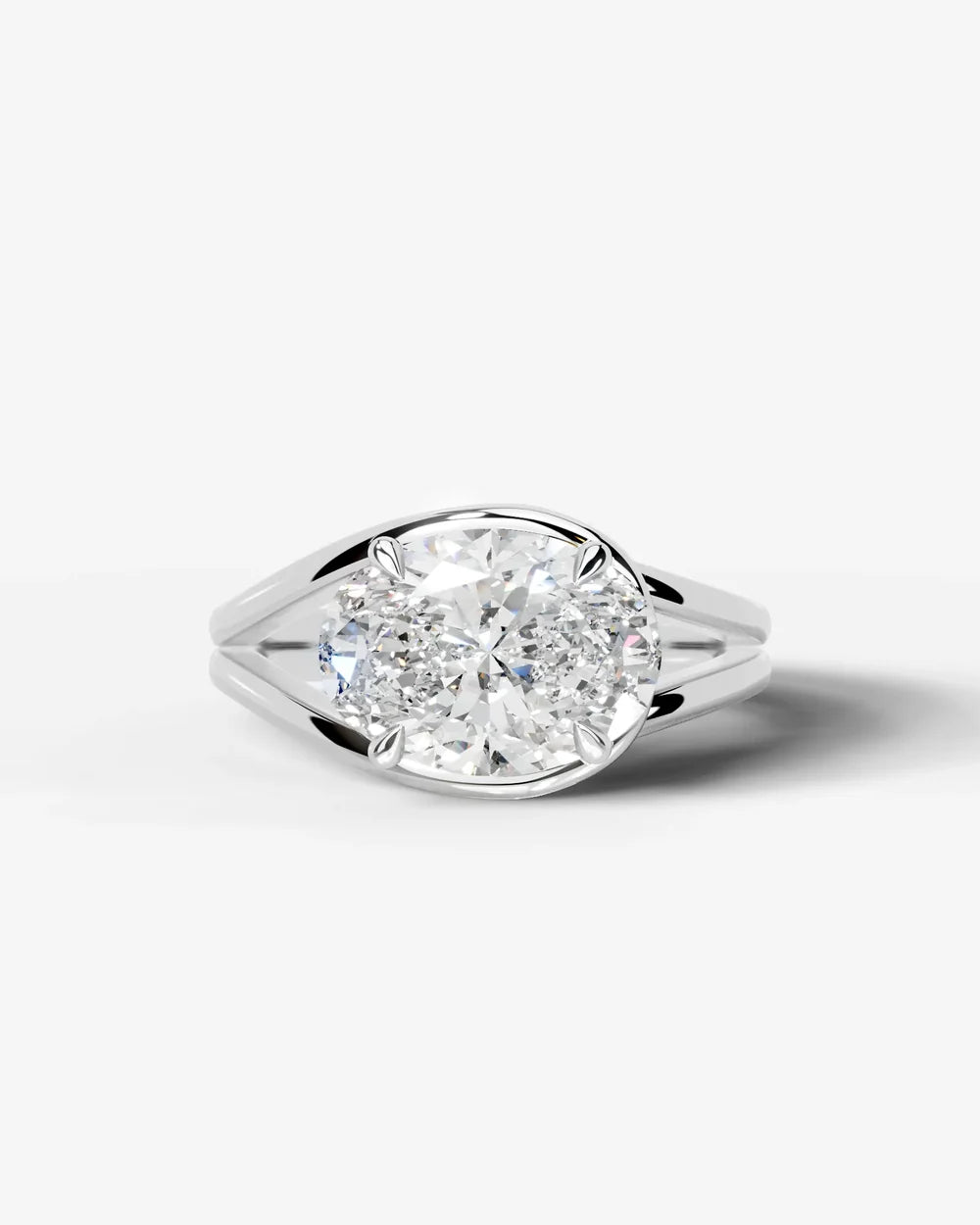2 Carat Lab Grown Oval Cut Diamond Split Shank Prong Ring