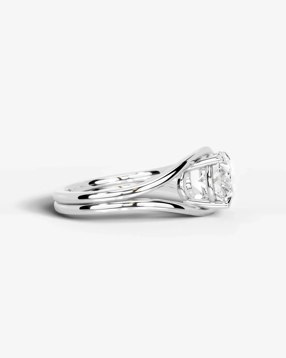 2 Carat Lab Grown Oval Cut Diamond Split Shank Prong Ring