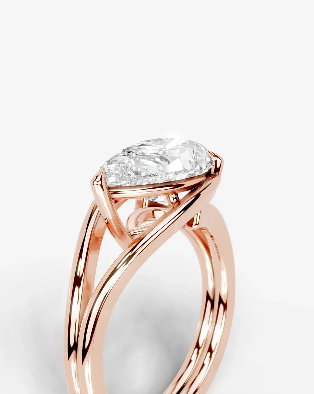 2 Carat Lab Grown Pear Cut Diamond Split Shank Ring