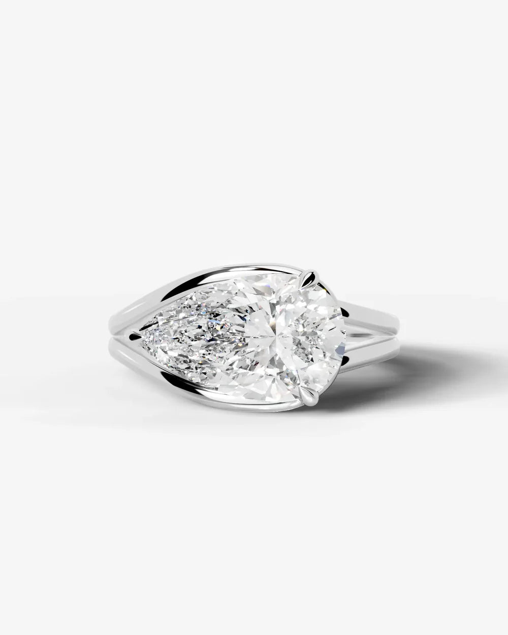2 Carat Lab Grown Pear Cut Diamond Split Shank Ring