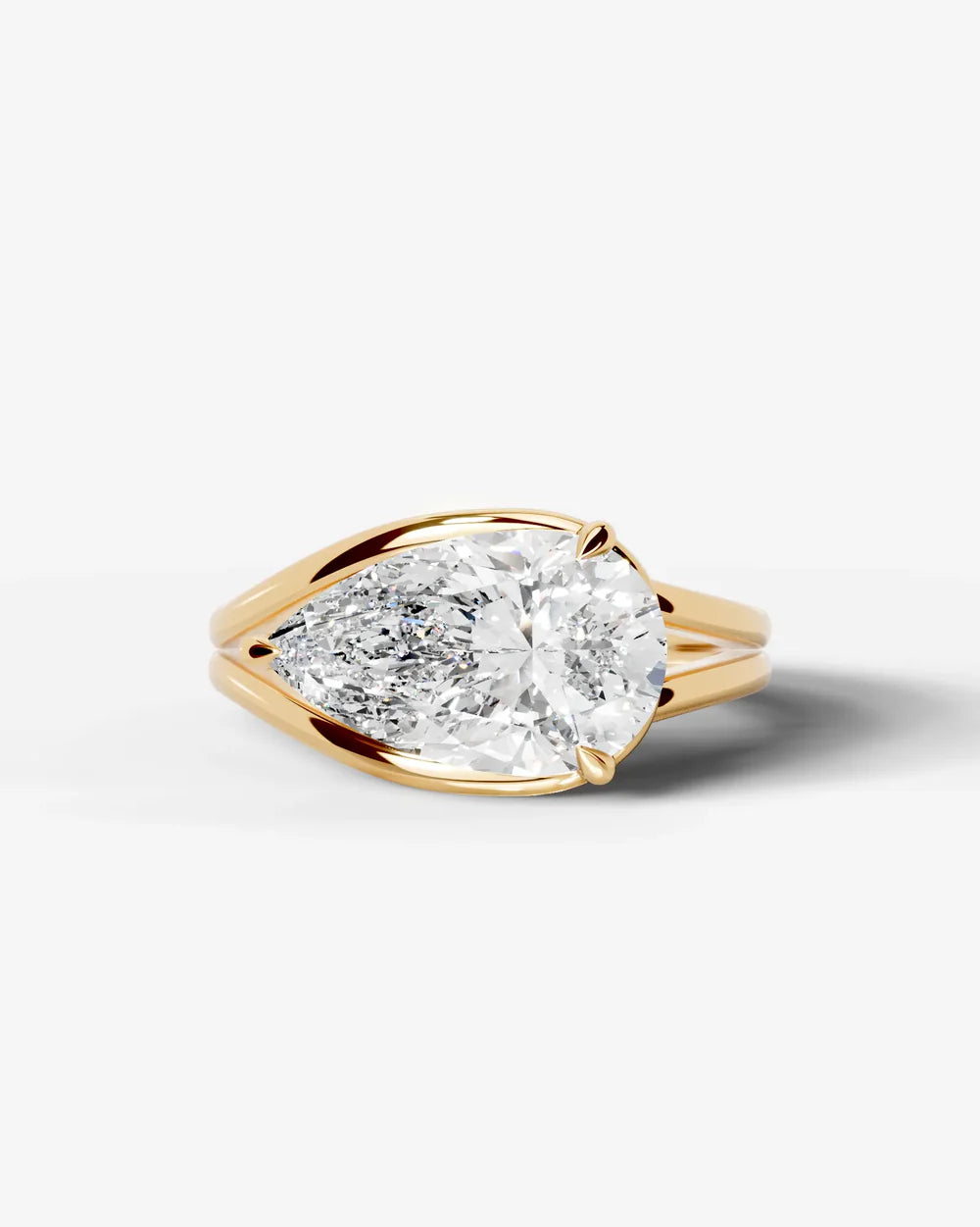 2 Carat Lab Grown Pear Cut Diamond Split Shank Ring