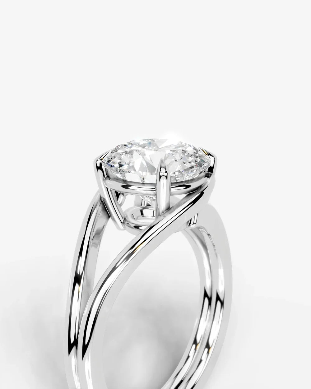 2 Carat Lab Grown Round Cut Diamond Split Shank Ring