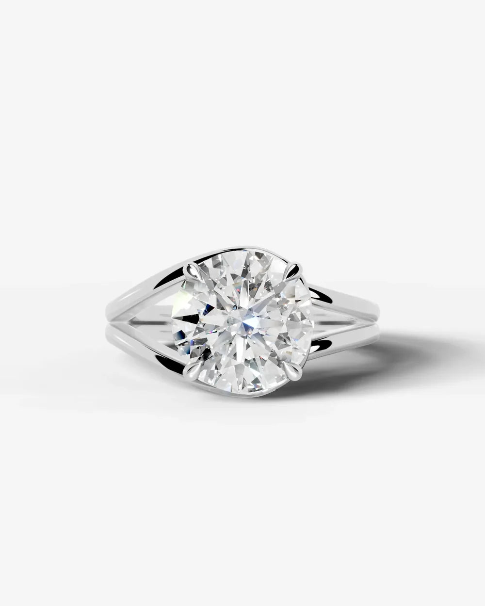2 Carat Lab Grown Round Cut Diamond Split Shank Ring