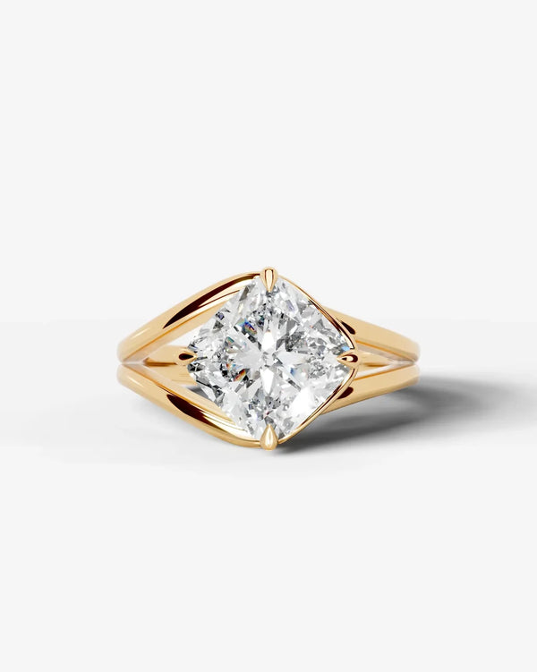 2 Carat Lab Grown Cushion Cut Diamond Split Shank Ring