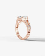 2 Carat Lab Grown Marquise Cut Horizontal Frame Split Shank Ring