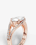 2 Carat Lab Grown Marquise Cut Horizontal Frame Split Shank Ring