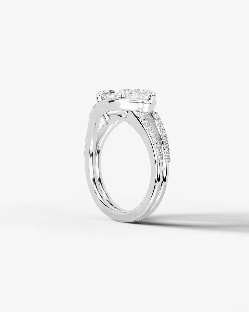 2 Carat Lab Grown Marquise Cut Horizontal Frame Split Shank Ring