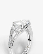 2 Carat Lab Grown Marquise Cut Horizontal Frame Split Shank Ring