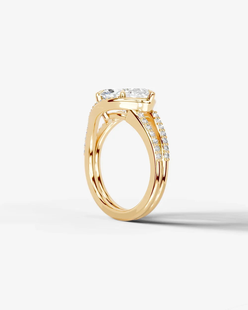 2 Carat Lab Grown Marquise Cut Horizontal Frame Split Shank Ring