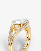 2 Carat Lab Grown Marquise Cut Horizontal Frame Split Shank Ring