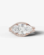2 Carat Lab Grown Marquise Cut Horizontal Frame Split Shank Ring